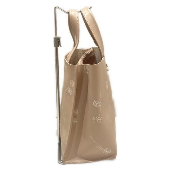 Auth FURLA - Pink Beige White Leather Tote Bag - Picture 4 of 10